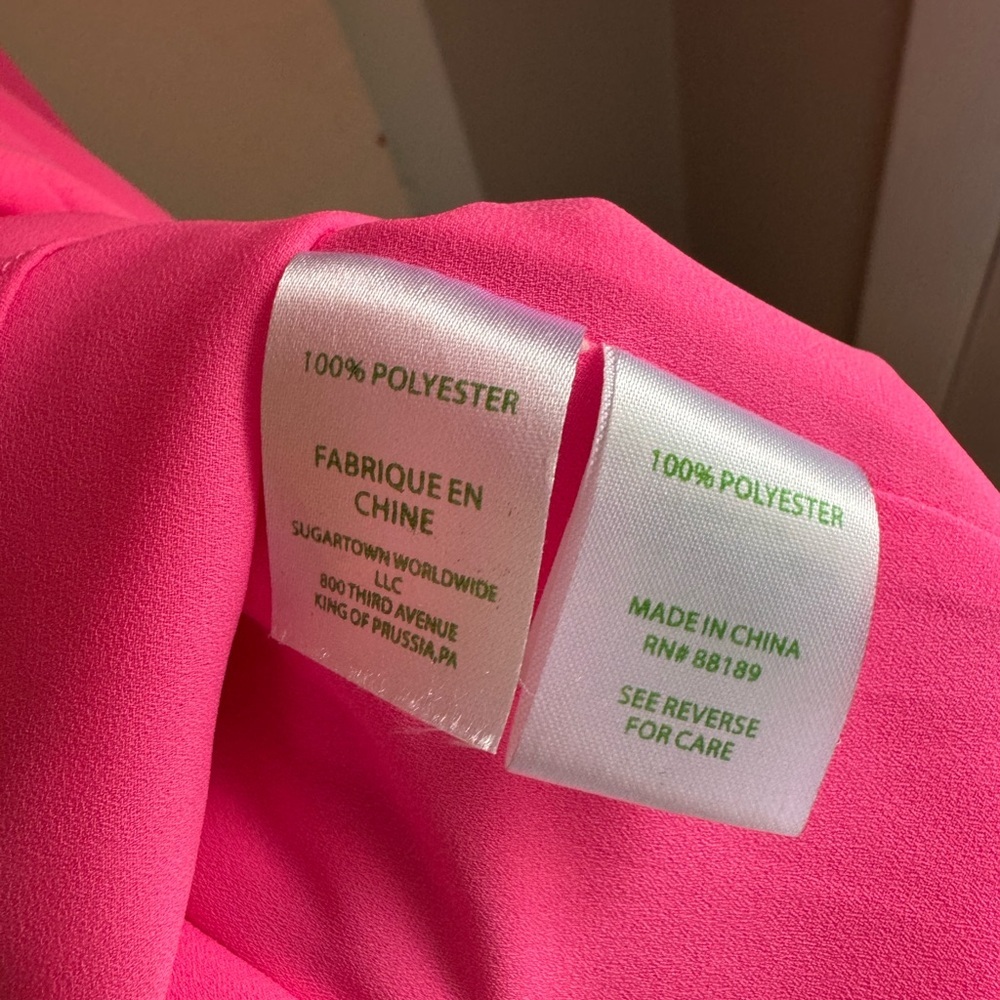 Lilly Pulitzer Padma Ruffle Top Hot Highlighter Pink Sleeveless Blouse Size S - Picture 5 of 5
